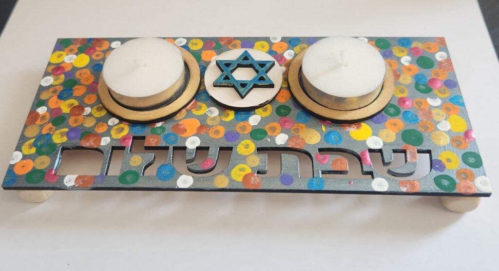"Shabbat Shalom" Candle Holder Kit