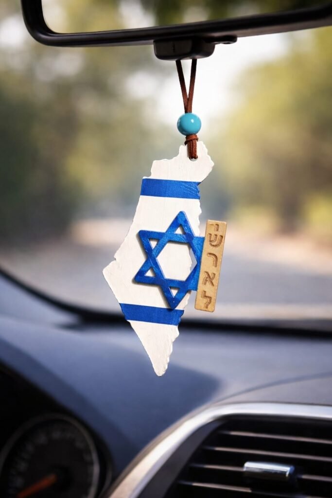 Israel Map & Star of David Car Hanging Kit