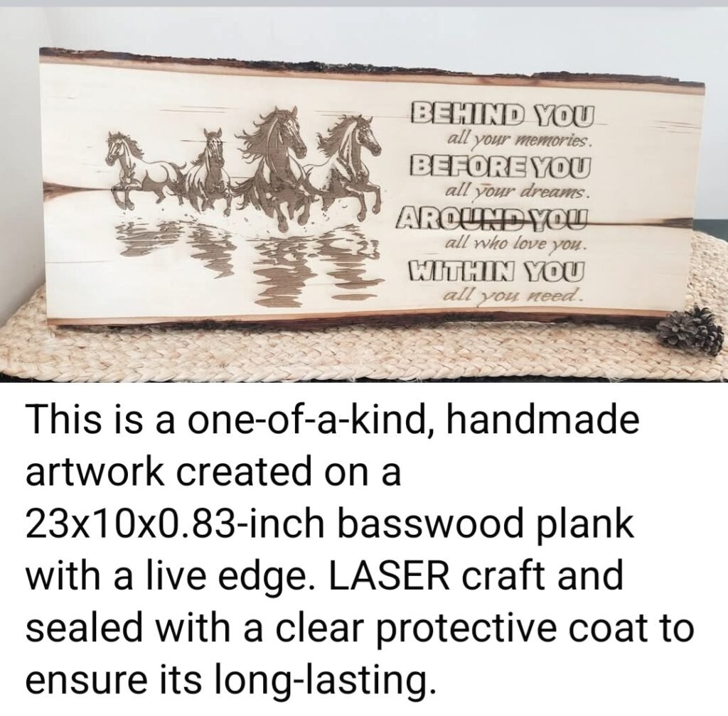 Basswood Plank Engraved Lyric Wall Art – Horses