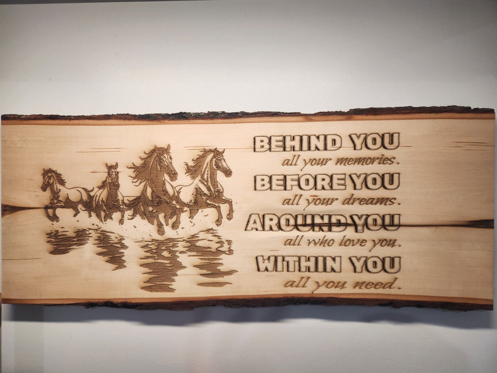 Basswood Plank Engraved Lyric Wall Art – Horses - Image 2