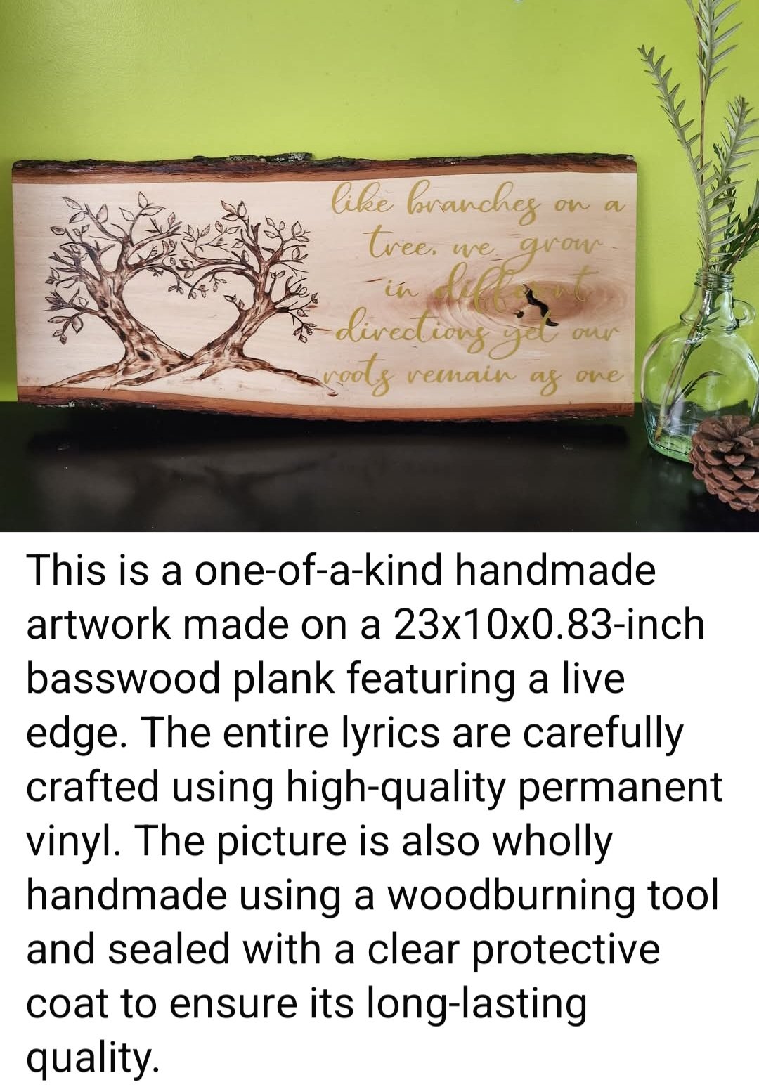 Basswood Plank Engraved Lyric Wall Art – Horses - Image 3
